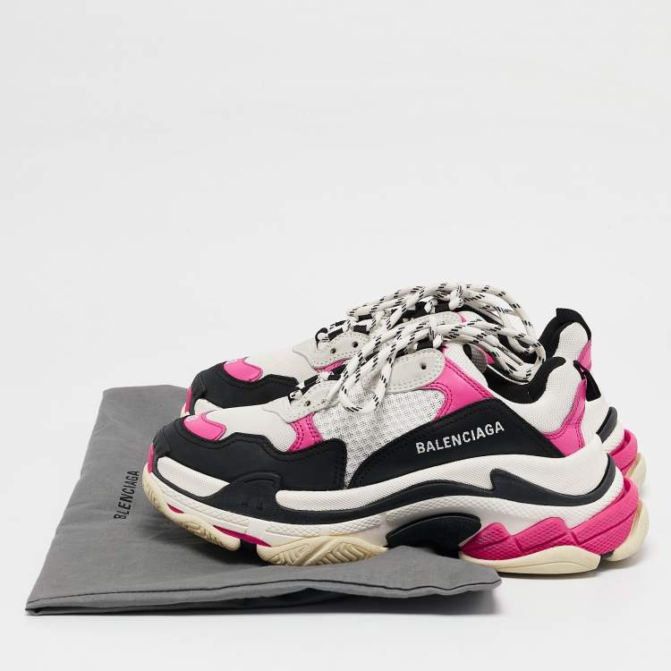 Pre Owned Balenciaga Multicolor Mesh and Nubuck Leather Triple S Sneakers Size 38