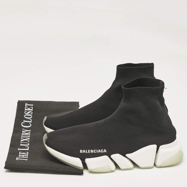 Pre Owned Balenciaga Black Knit Fabric Speed 2.0 LT Sneakers Size 38