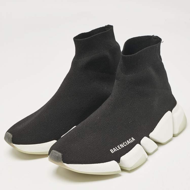 Pre Owned Balenciaga Black Knit Fabric Speed 2.0 LT Sneakers Size 38