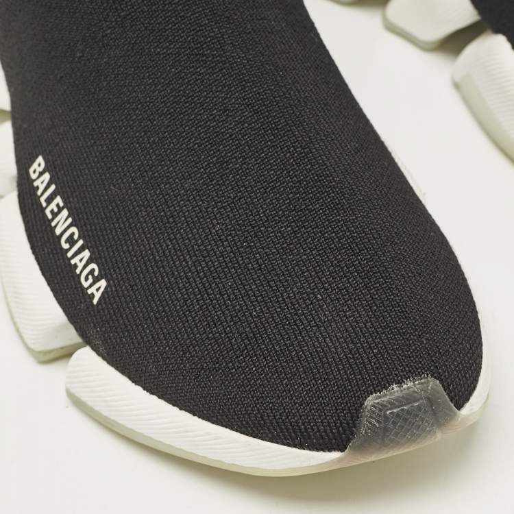 Pre Owned Balenciaga Black Knit Fabric Speed 2.0 LT Sneakers Size 38