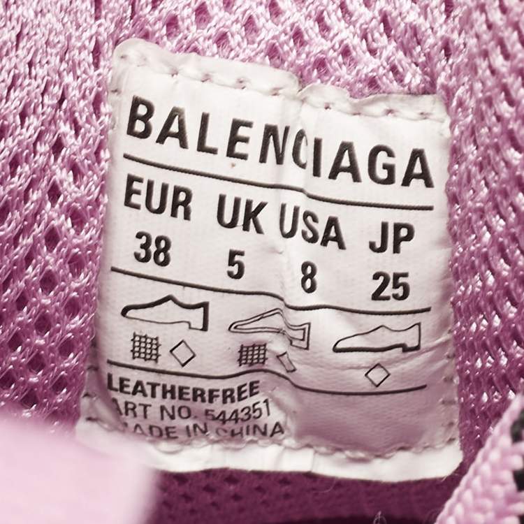Pre Owned Balenciaga Pink Leather and Mesh Triple S Lace Up Sneakers Size 38