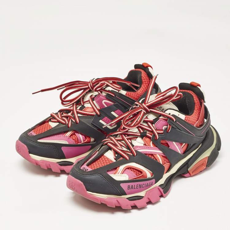 Pre Owned Balenciaga Multicolor Faux Leather and Mesh Track Sneakers Size 38