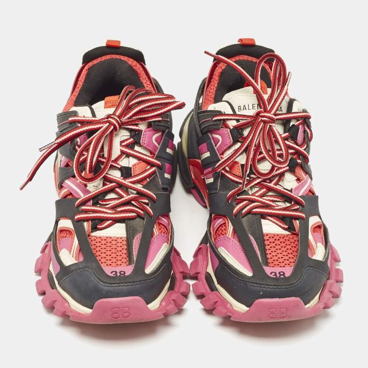 Pre Owned Balenciaga Multicolor Faux Leather and Mesh Track Sneakers Size 38