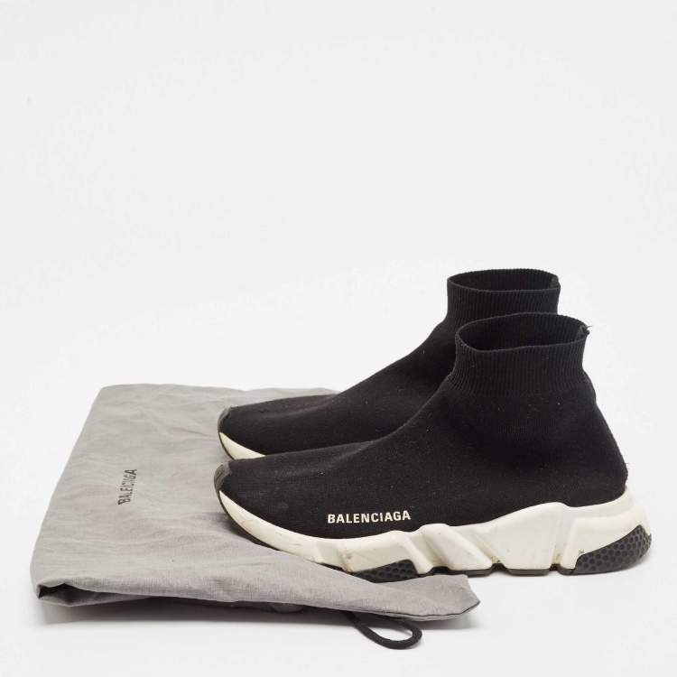 Pre Owned Balenciaga Black Knit Fabric Speed 2.0 Sneakers Size 38