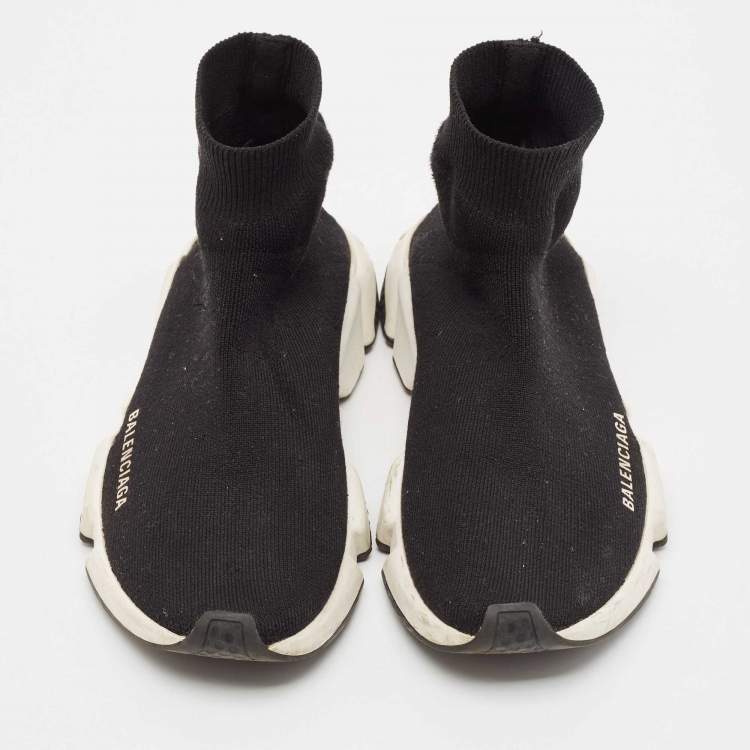 Pre Owned Balenciaga Black Knit Fabric Speed 2.0 Sneakers Size 38