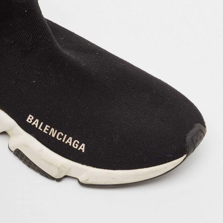 Pre Owned Balenciaga Black Knit Fabric Speed 2.0 Sneakers Size 38