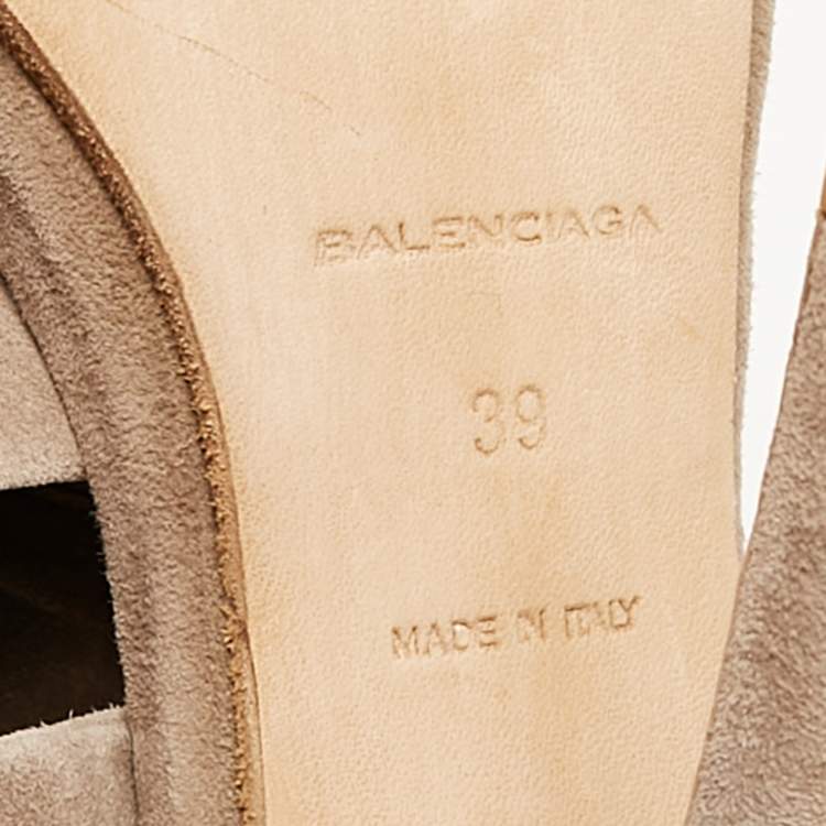 Pre Owned Balenciaga Beige Suede Cutout Ankle Length Boots Size 39