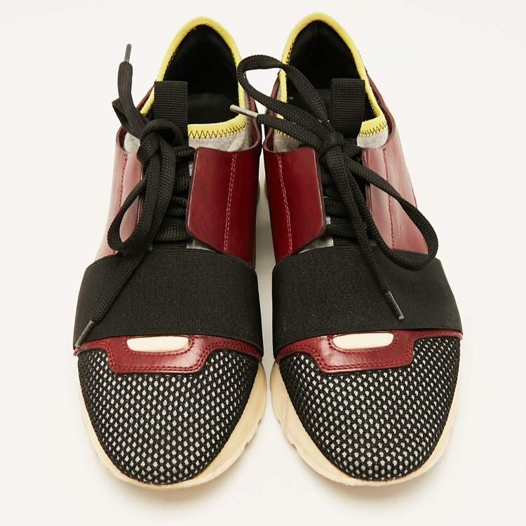 Pre Owned Balenciaga Multicolor Leather and Mesh Race Runner Low Top Sneakers Size 36