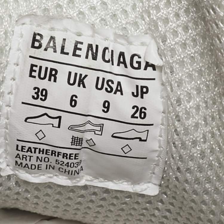 Pre Owned Balenciaga White Leather Triple S All Over Logo Sneakers Size 39