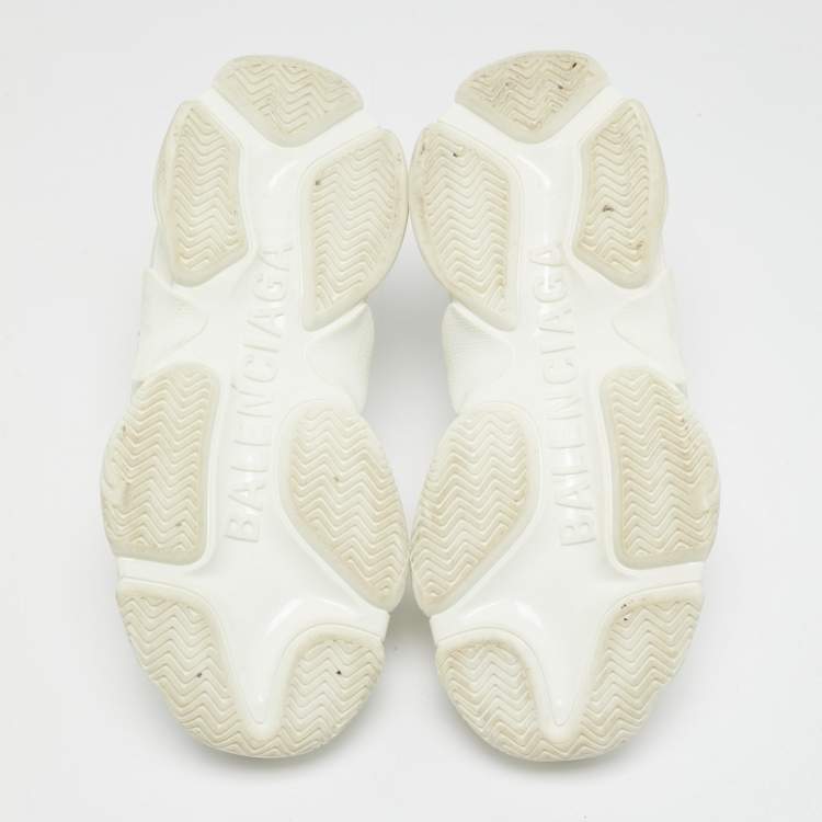 Pre Owned Balenciaga White Leather Triple S All Over Logo Sneakers Size 39