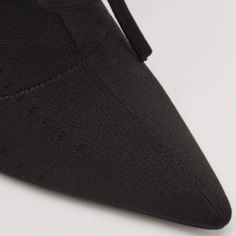 Pre Owned Yeezy Black Knit Fabric Knife Ankle Socks Boots Size 38