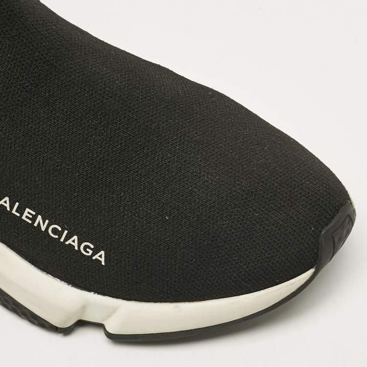 Pre Owned Balenciaga Black Knit Fabric Speed Trainer Sneakers Size 37