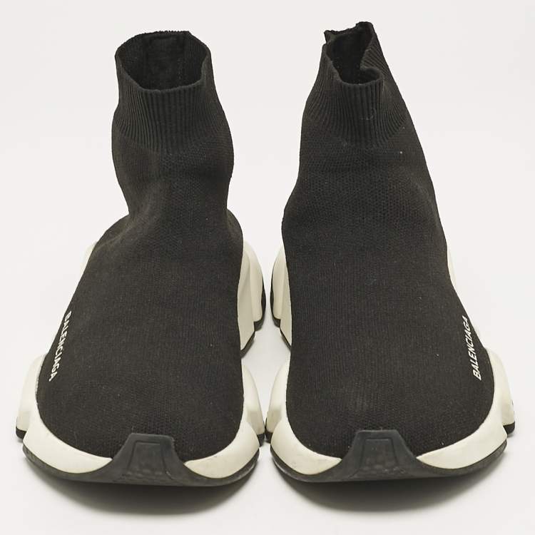 Pre Owned Balenciaga Black Knit Fabric Speed Trainer Sneakers Size 37