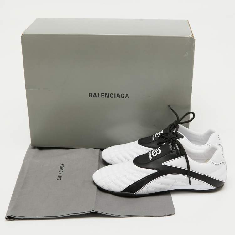 Pre Owned Balenciaga White/Black Quilted Leather Zen Low Top Sneakers Size 39