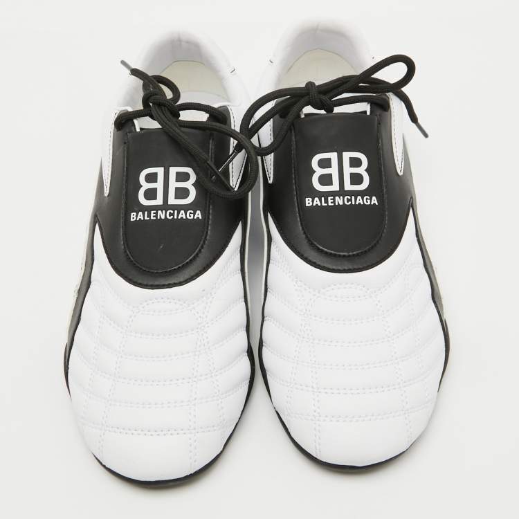 Pre Owned Balenciaga White/Black Quilted Leather Zen Low Top Sneakers Size 39