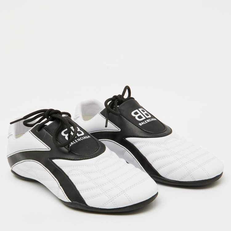 Pre Owned Balenciaga White/Black Quilted Leather Zen Low Top Sneakers Size 39