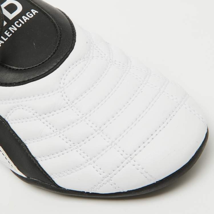 Pre Owned Balenciaga White/Black Quilted Leather Zen Low Top Sneakers Size 39
