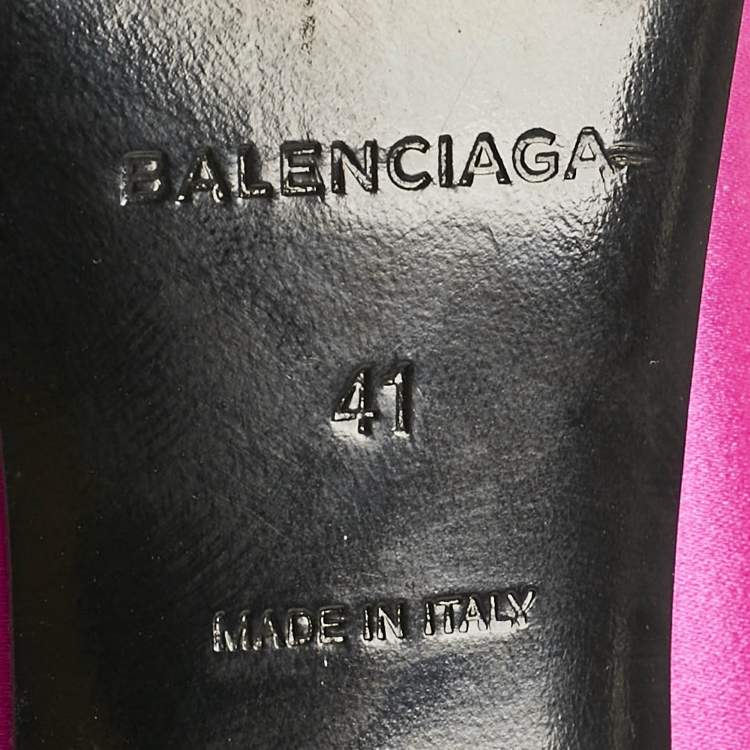 Pre Owned Balenciaga Magenta Satin Knife Bow Slingback Pumps Size 41