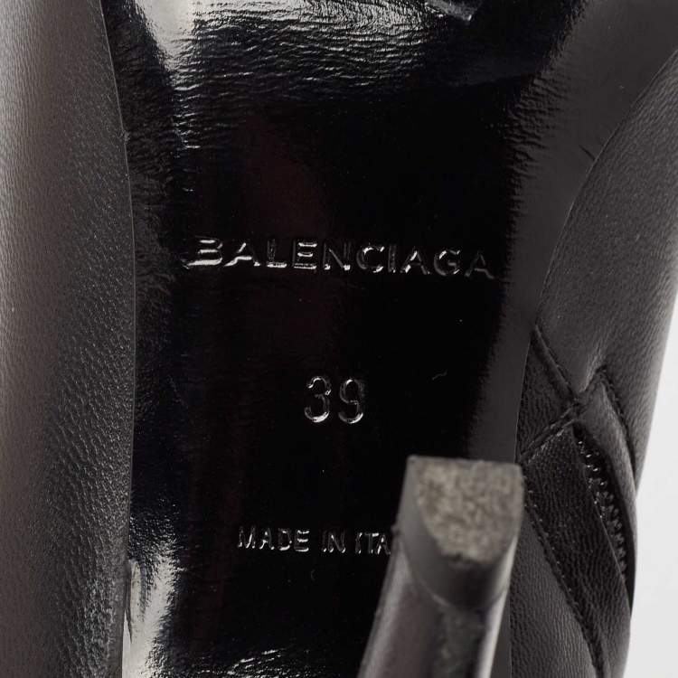 Pre Owned Balenciaga Black Leather Pointed Toe Ankle Boots Size 39