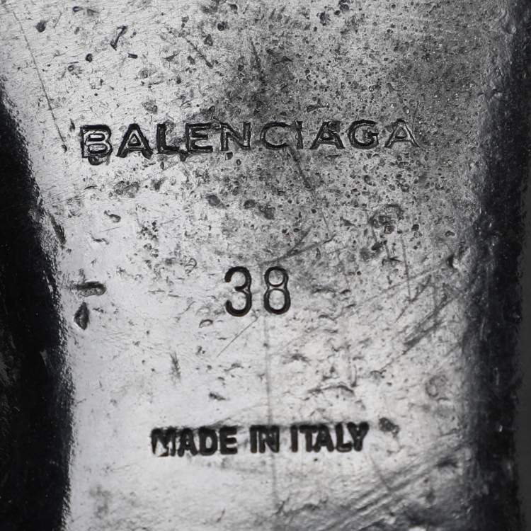 Pre Owned Balenciaga Black Leather Arena Ballet Flats Size 38