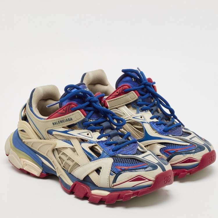 Pre Owned Balenciaga Multicolor Mesh And Synthetic Leather Track 2 Low Top Sneakers Size 39