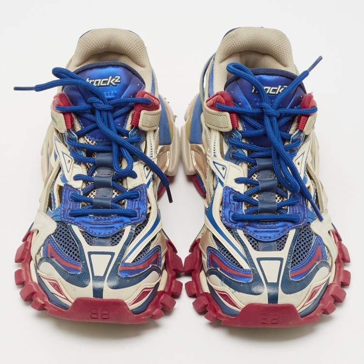 Pre Owned Balenciaga Multicolor Mesh And Synthetic Leather Track 2 Low Top Sneakers Size 39