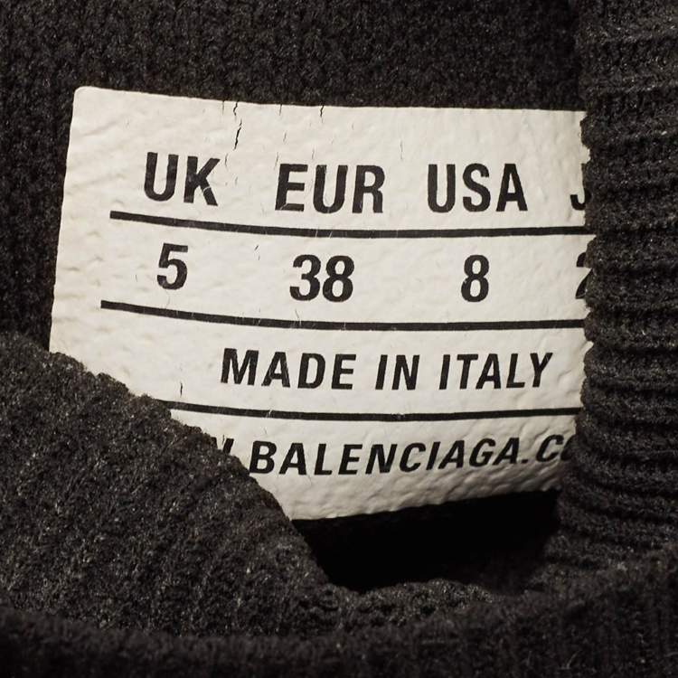 Pre Owned Balenciaga Black Knit Fabric Speed Trainer High Top Sneakers Size 38