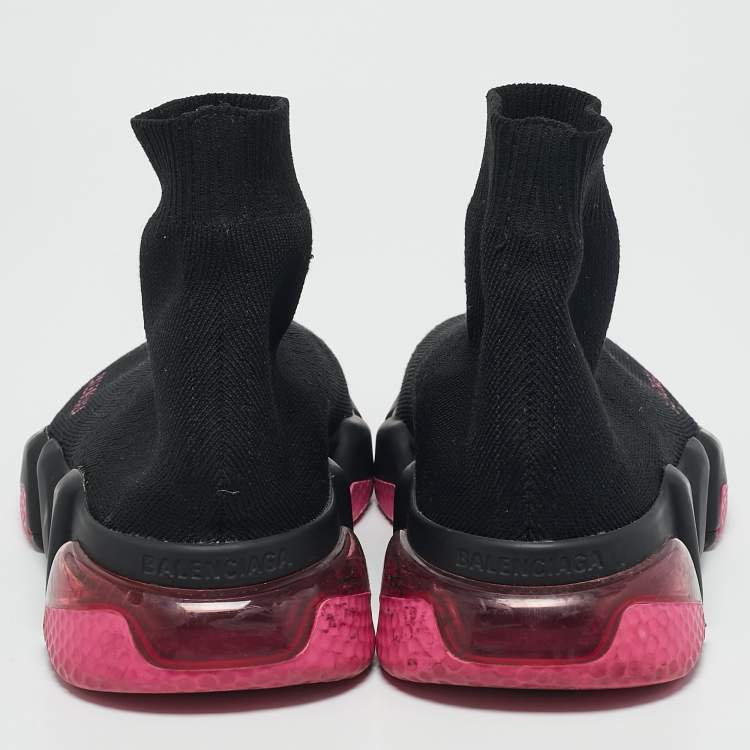 Pre Owned Balenciaga Black Knit Fabric Speed Slip On Sneakers Size 36