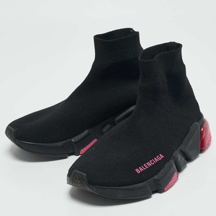 Pre Owned Balenciaga Black Knit Fabric Speed Slip On Sneakers Size 36