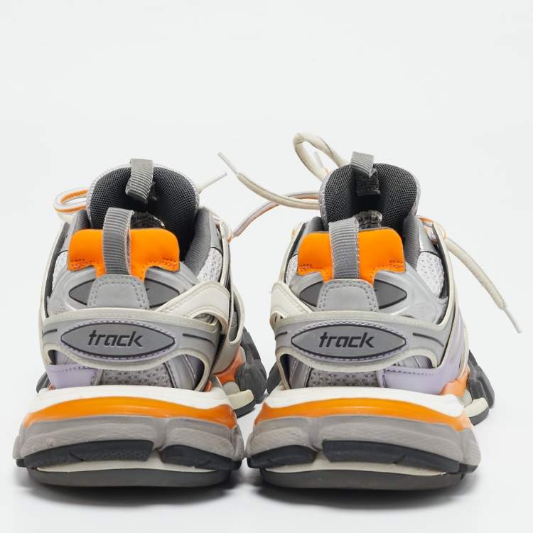 Pre Owned Balenciaga Multicolor Faux Leather and Mesh Track Lace Up Sneakers Size 36