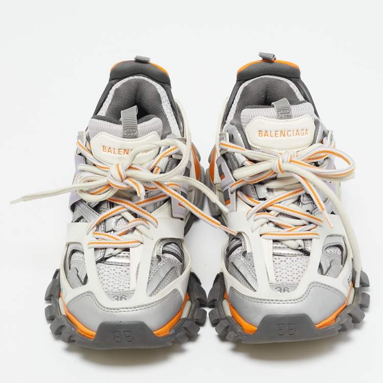 Pre Owned Balenciaga Multicolor Faux Leather and Mesh Track Lace Up Sneakers Size 36