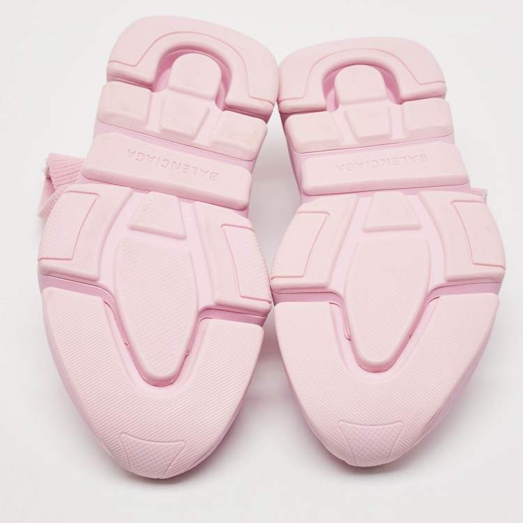 Pre Owned Balenciaga Pink Knit Fabric Speed Trainer Sneakers Size 36