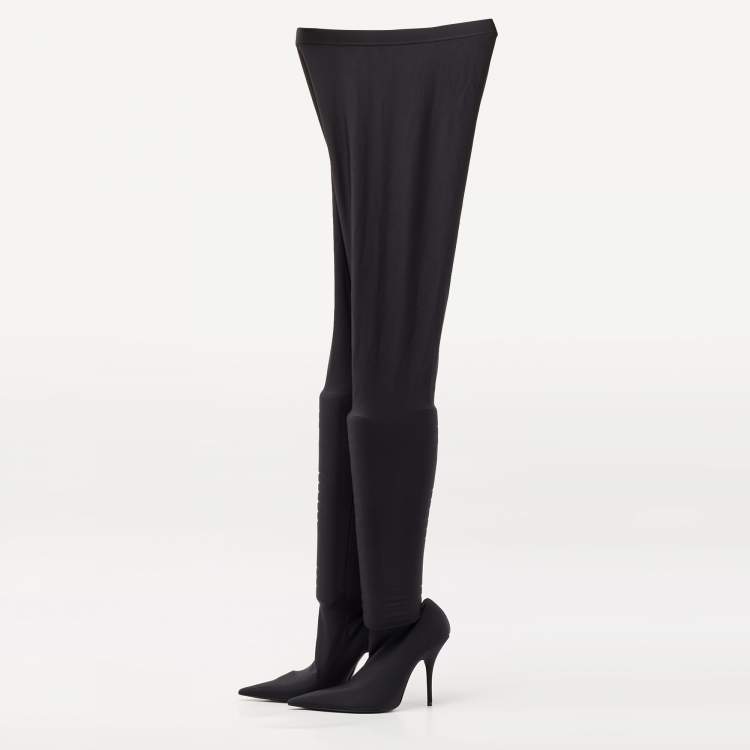 Pre Owned Balenciaga Black Stretch Fabric Pantalegging Pumps Size 37
