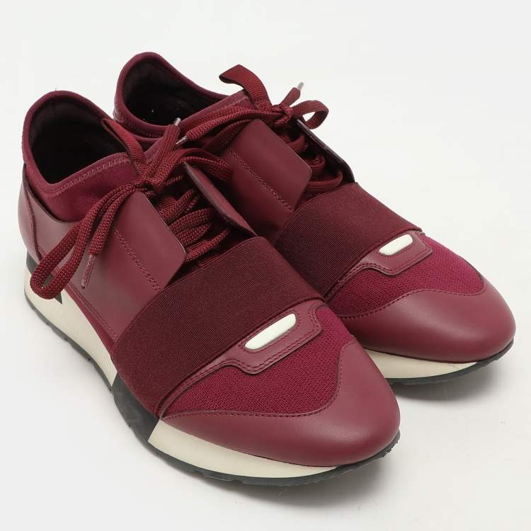 Pre Owned Balenciaga Two Tone Leather, Mesh and Neoprene Race Runner Sneakers Size 38
