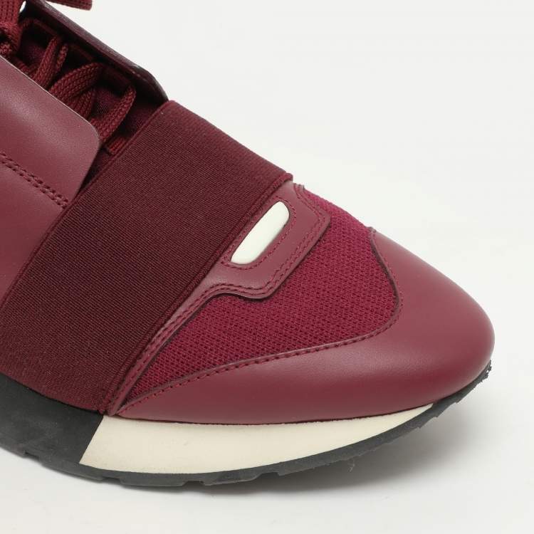 Pre Owned Balenciaga Two Tone Leather, Mesh and Neoprene Race Runner Sneakers Size 38
