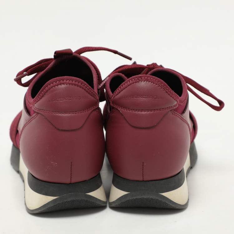 Pre Owned Balenciaga Two Tone Leather, Mesh and Neoprene Race Runner Sneakers Size 38
