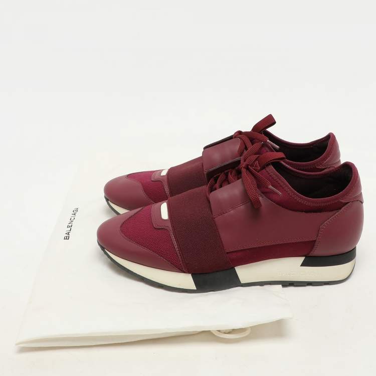 Pre Owned Balenciaga Two Tone Leather, Mesh and Neoprene Race Runner Sneakers Size 38