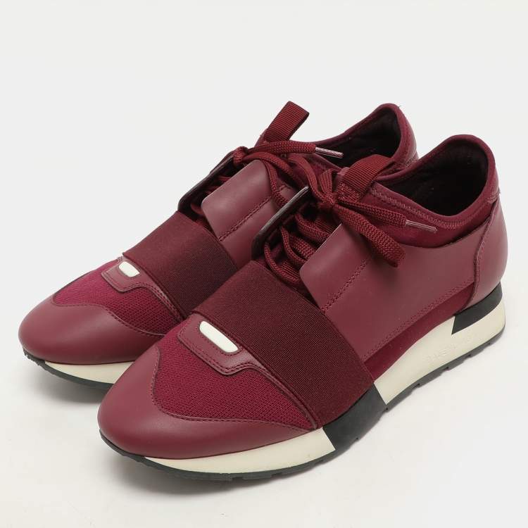 Pre Owned Balenciaga Two Tone Leather, Mesh and Neoprene Race Runner Sneakers Size 38