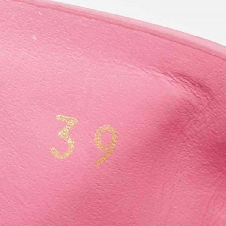 Pre Owned Balenciaga Pink Leather Flat Slides Size 39