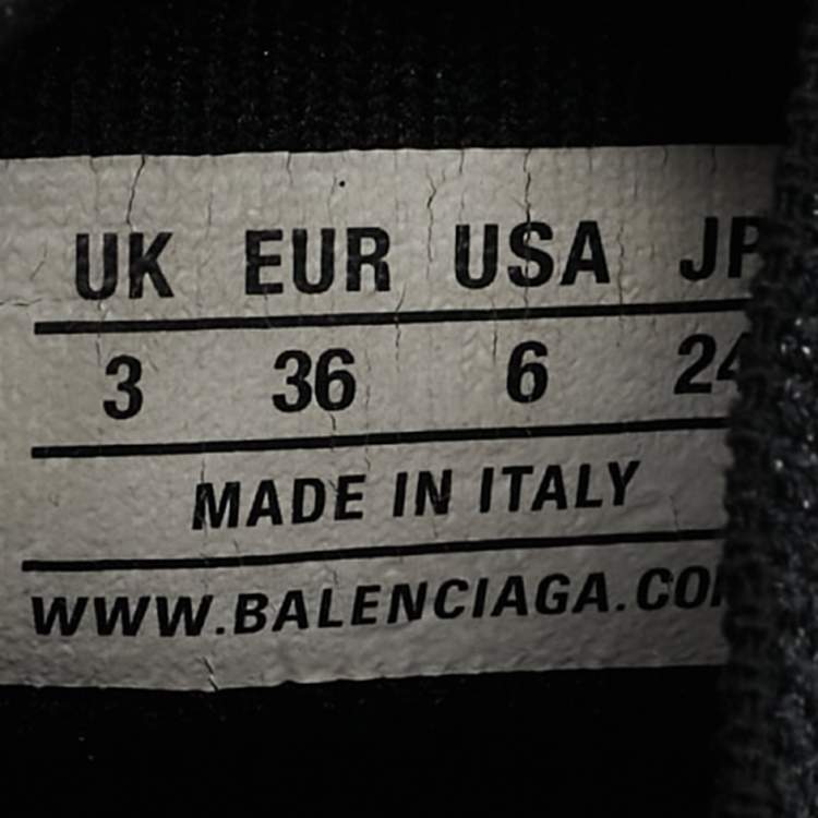 Pre Owned Balenciaga Black/Silver Glitter Knit Fabric Speed Trainer High-Top Sneakers Size 36