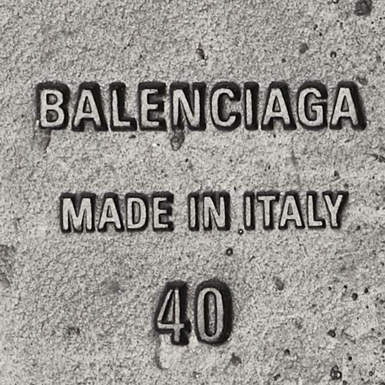 Pre Owned Balenciaga Black Leather BB Knife Pointed Toe Slingback Flats Size 40
