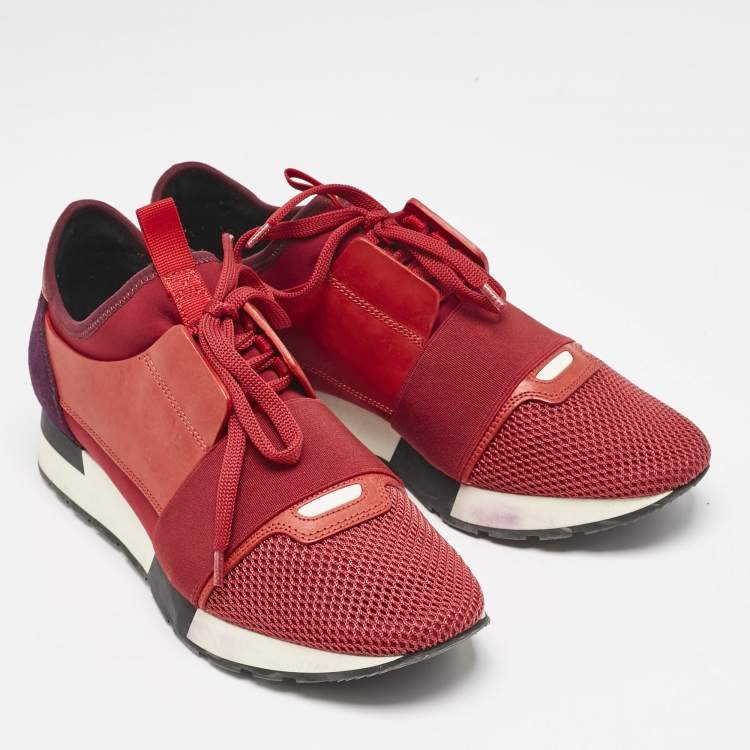 Pre Owned Balenciaga Multicolor Leather and Mesh Race Runner Low Top Sneakers Size 39