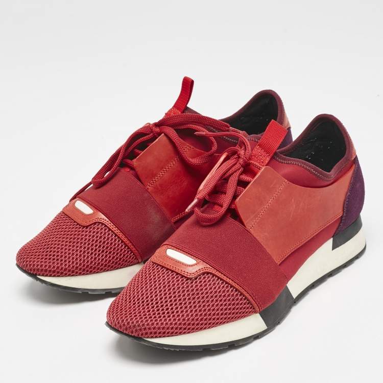 Pre Owned Balenciaga Multicolor Leather and Mesh Race Runner Low Top Sneakers Size 39