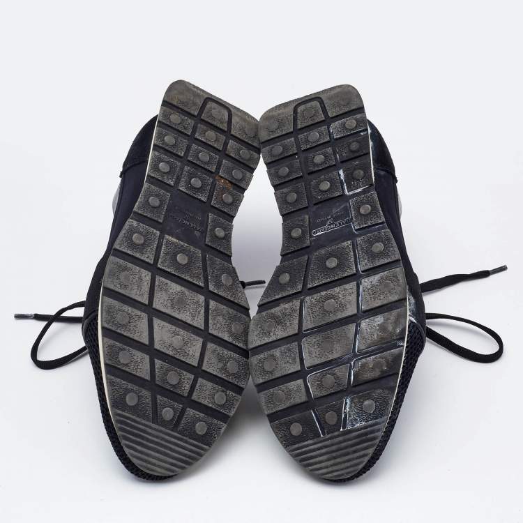 Pre Owned Balenciaga Black Fabric and Leather Race Runner Lace Up Sneakers Size 37