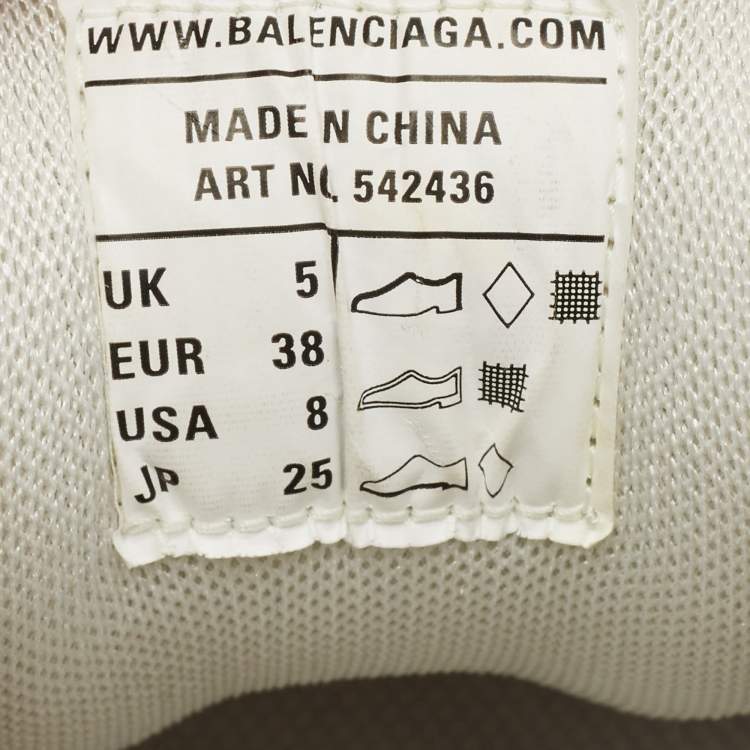 مملوكة مسبقًا Balenciaga White  Mesh and Faux Leather Track Sneakers Size 38