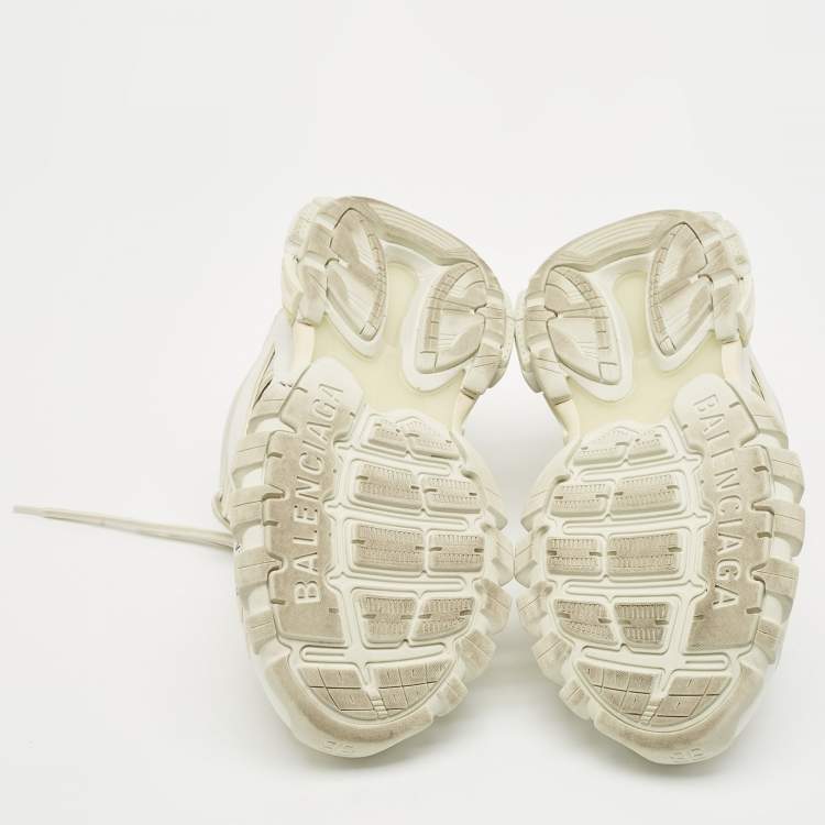 مملوكة مسبقًا Balenciaga White  Mesh and Faux Leather Track Sneakers Size 38