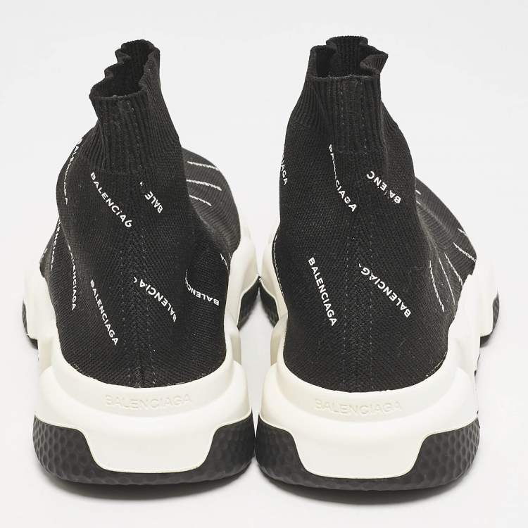 Pre Owned Balenciaga Black Knit Fabric Speed Trainer Sneakers Size 40