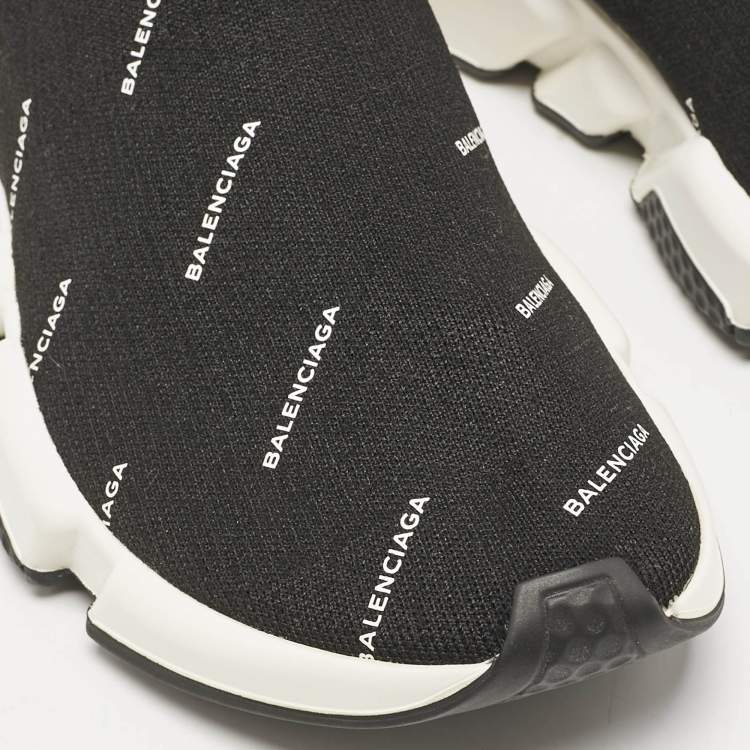 Pre Owned Balenciaga Black Knit Fabric Speed Trainer Sneakers Size 40