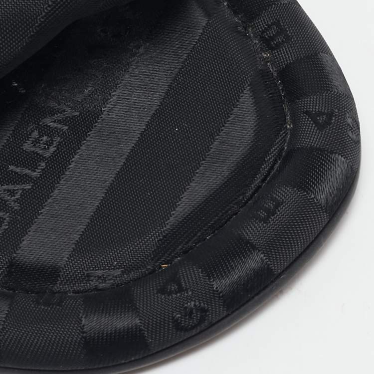 Pre Owned Balenciaga Black Nylon Logo Print Flat Slides Size 41