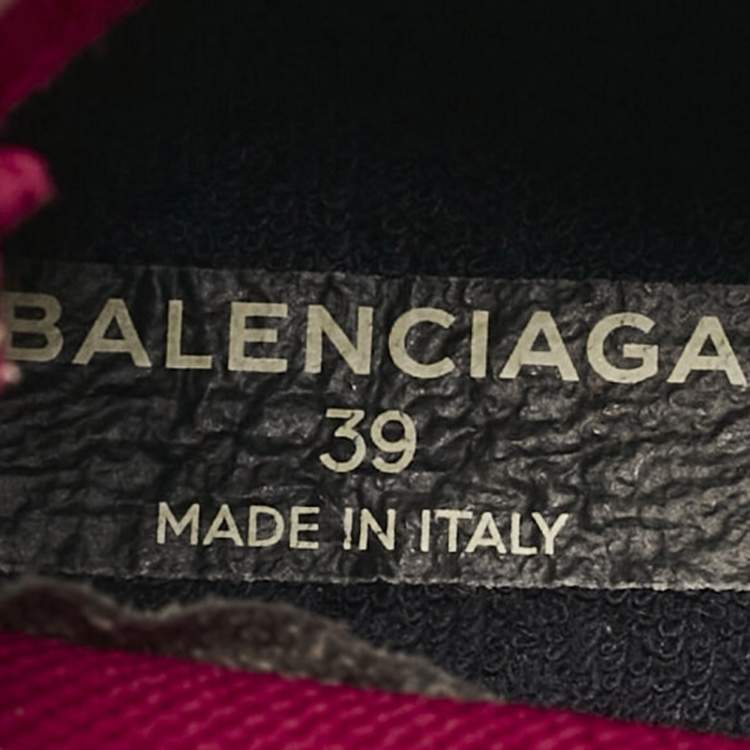 Pre Owned Balenciaga Burgundy Knit Fabric Speed Trainer Slip On Sneakers Size 39